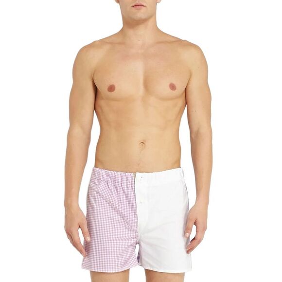 Emma Willis Mens Patchwork Cotton Boxer Shorts Large Blue/Pink/White - Picture 1 of 4